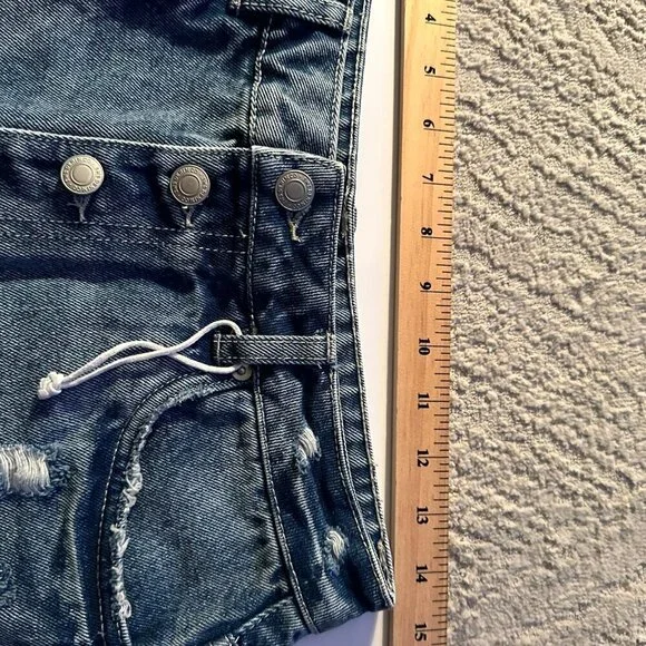 SWS High Rise Button Fly Cut-off Short Shorts Size 7 Distressed 100% Cotton - Picture 9 of 10